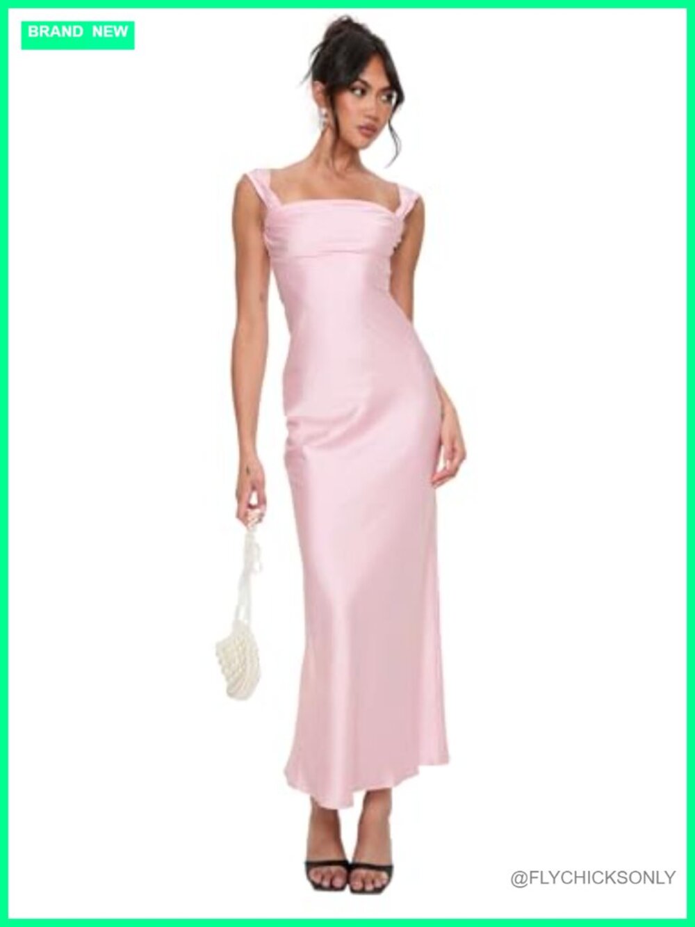 Satin Off the Shoulder Maxi Dress Ruched Bust Sleeveless Formal